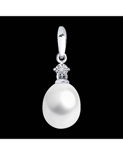 Подвеска из белого золота с бриллиантом и жемчугом Sokolov