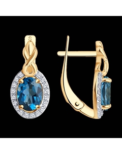 Серьги из золота с лондон топазами и фианитами Sokolov