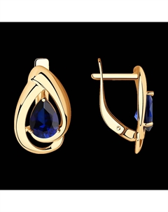 Серьги из золота с корундами сапфировыми (синт.) Sokolov