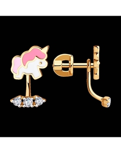 Серьги из золота с фианитами и эмалью Sokolov