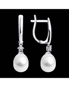 Серьги из белого золота с бриллиантами и жемчугом Sokolov