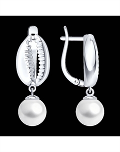 Серьги из серебра с синтетическим жемчугом Sokolov