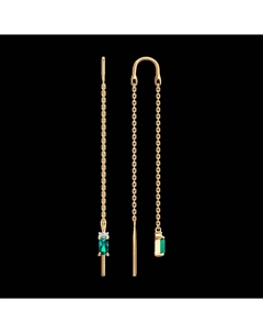 Серьги из золота с бриллиантами и гидротермальными изумрудами Sokolov