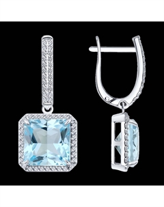 Серьги из белого золота с бриллиантами и топазами Sokolov