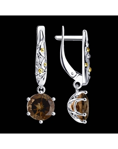 Серьги из золочёного серебра с раухтопазами Sokolov