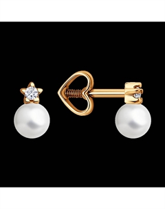 Серьги из золота с жемчугом и фианитами Sokolov