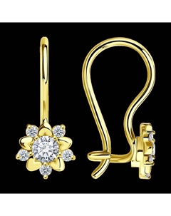 Серьги из желтого золота с фианитами Sokolov