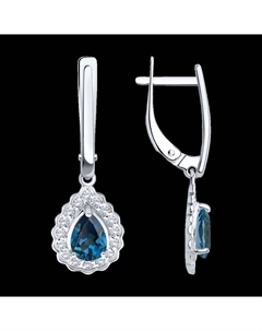 Серьги из белого золота с лондон топазами и фианитами Sokolov