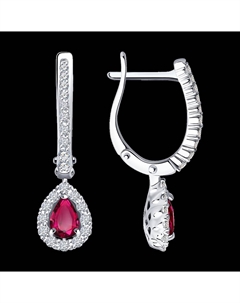 Серьги из белого золота с бриллиантами и рубинами Sokolov