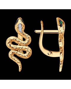Серьги из золота с бриллиантами и гидротермальными изумрудами Sokolov