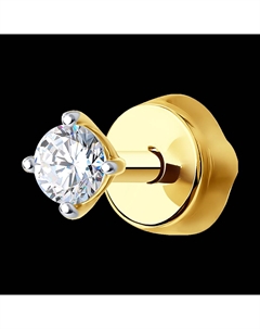 Серьга из желтого золота с фианитом Sokolov
