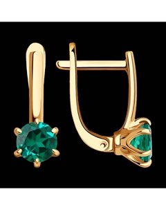Серьги из золота с гидротермальными изумрудами Sokolov