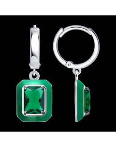 Серьги из серебра с фианитами и эмалью Sokolov