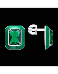 Серьги из серебра с фианитами и эмалью Sokolov