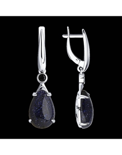 Серьги из серебра с авантюриновое стекло и фианитами Sokolov