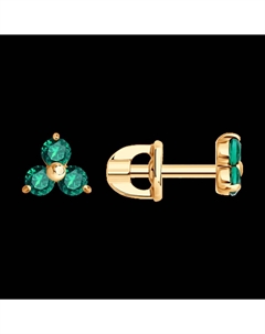 Серьги из золота с гидротермальными изумрудами Sokolov