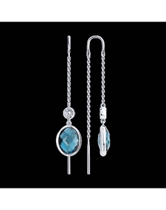 Серьги из белого золота с лондон топазами и фианитами Sokolov