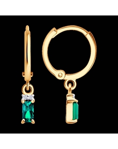 Серьги из золота с бриллиантами и гидротермальными изумрудами Sokolov
