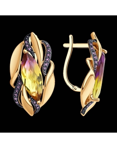 Серьги из золота с ситаллами аметринами и фианитами Sokolov