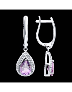 Серьги из серебра с аметистами и фианитами Sokolov