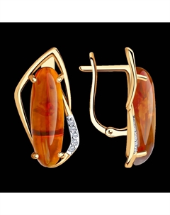 Серьги из золота с янтарём и фианитами Sokolov