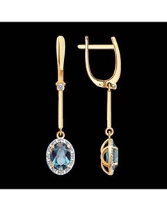 Серьги из золота с бриллиантами и гидротермальными александритами Sokolov