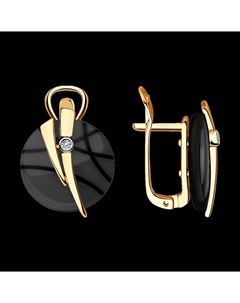 Серьги из золота с бриллиантами и чёрными керамическими вставками Sokolov