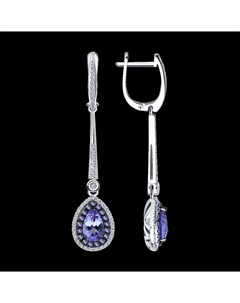 Серьги из белого золота с бриллиантами и танзанитами Sokolov