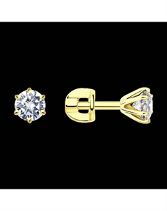 Серьги из желтого золота с бриллиантами выращенными Sokolov