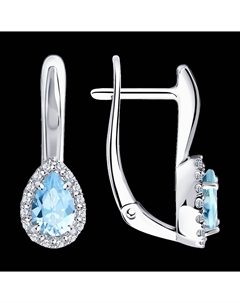 Серьги из белого золота с бриллиантами и аквамарином Sokolov