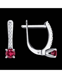Серьги из белого золота с бриллиантами и рубинами Sokolov