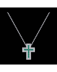 Колье из белого золота с бриллиантами и изумрудами Sokolov