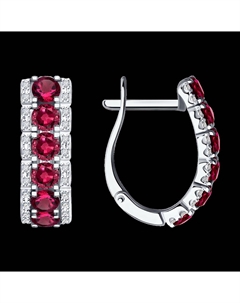 Серьги из белого золота с бриллиантами и рубинами Sokolov