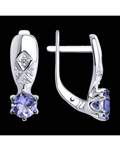 Серьги из белого золота с бриллиантами и танзанитами Sokolov