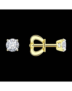 Серьги из желтого золота с бриллиантами выращенными Sokolov