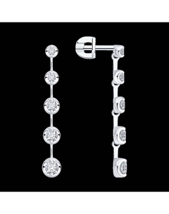 Серьги из белого золота с бриллиантами выращенными Sokolov