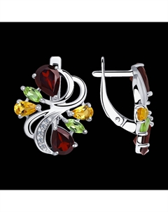 Серьги из серебра с миксом камней Sokolov