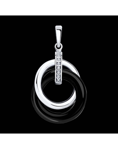 Подвеска из серебра с керамической вставкой и фианитами Sokolov