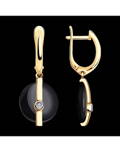 Серьги из золота с бриллиантами и чёрными керамическими вставками Sokolov