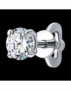 Серьга из белого золота с бриллиантом выращенным Sokolov