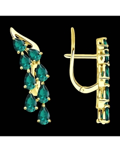 Серьги из желтого золота с изумрудами Sokolov
