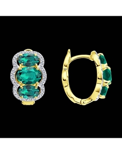 Серьги из желтого золота с бриллиантами и изумрудами Sokolov