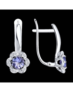 Серьги из белого золота с бриллиантами и танзанитами Sokolov