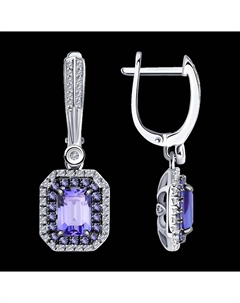 Серьги из белого золота с бриллиантами и танзанитами Sokolov