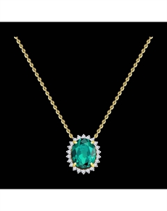 Колье из желтого золота с бриллиантами и изумрудом Sokolov
