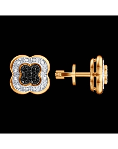 Серьги из золота с бесцветными и чёрными бриллиантами Sokolov