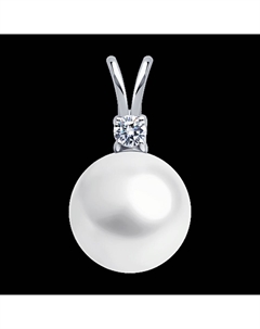 Подвеска из белого золота с жемчугом и бриллиантом выращенным Sokolov
