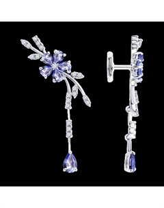 Серьги из белого золота с бриллиантами и танзанитами Sokolov