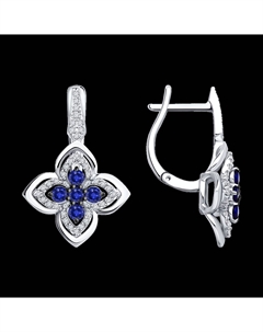 Серьги из белого золота с бриллиантами и сапфирами Sokolov