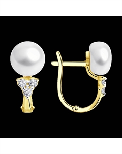 Серьги из желтого золота с жемчугом и фианитами Sokolov